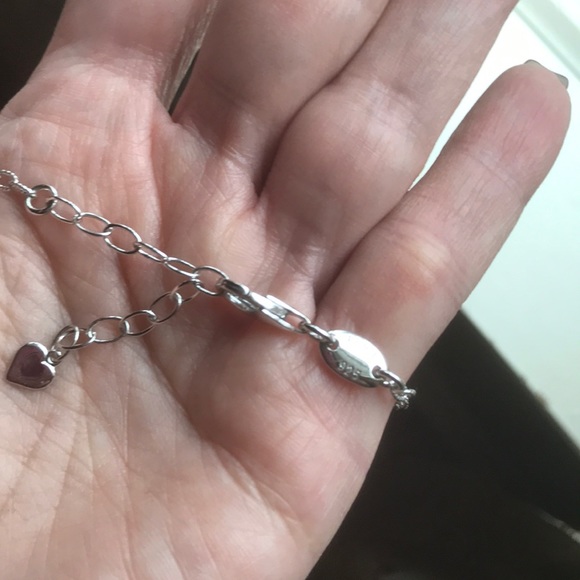 Sterling silver w/rhinestone interlocking necklace - Picture 6 of 8